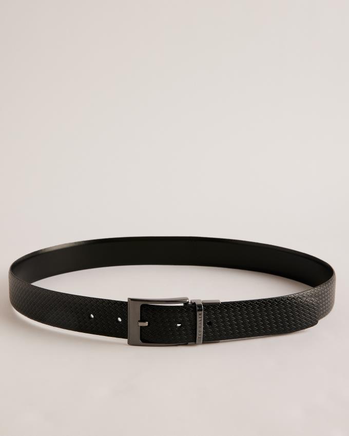 Ceinture Ted Baker Woven Texture Leather Noir Homme | NOK-97613755